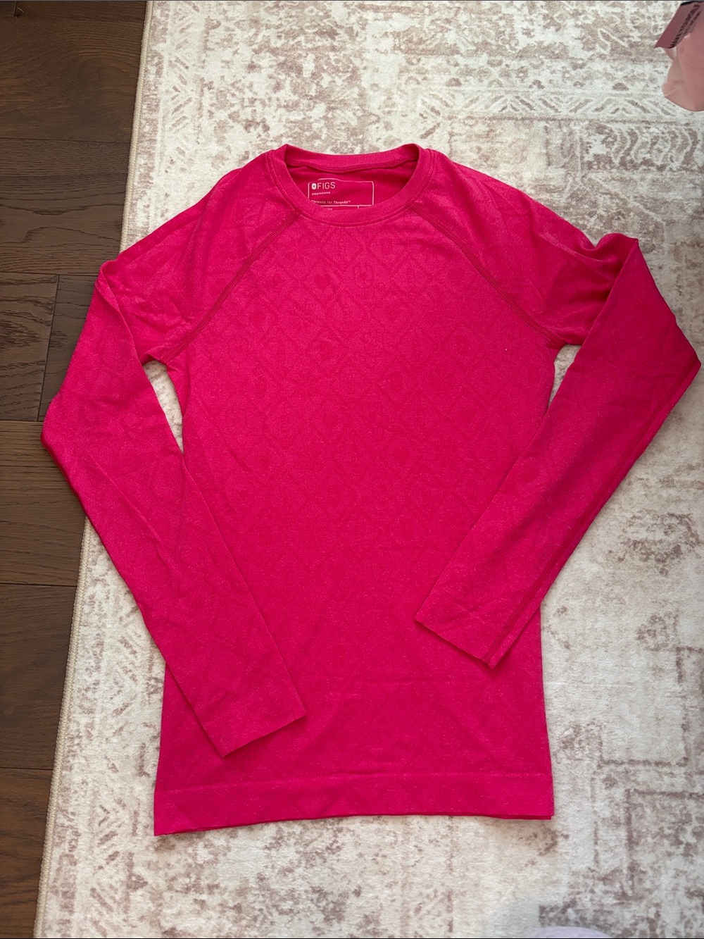 FIGS Long-Sleeve Under Scrub— Bright Pink